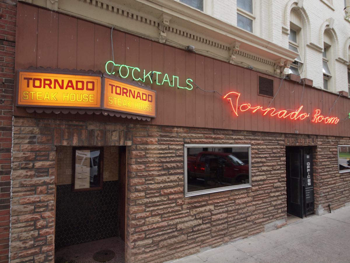 The neon signage of the Tornado Steak House. (Kevin Revolinski)