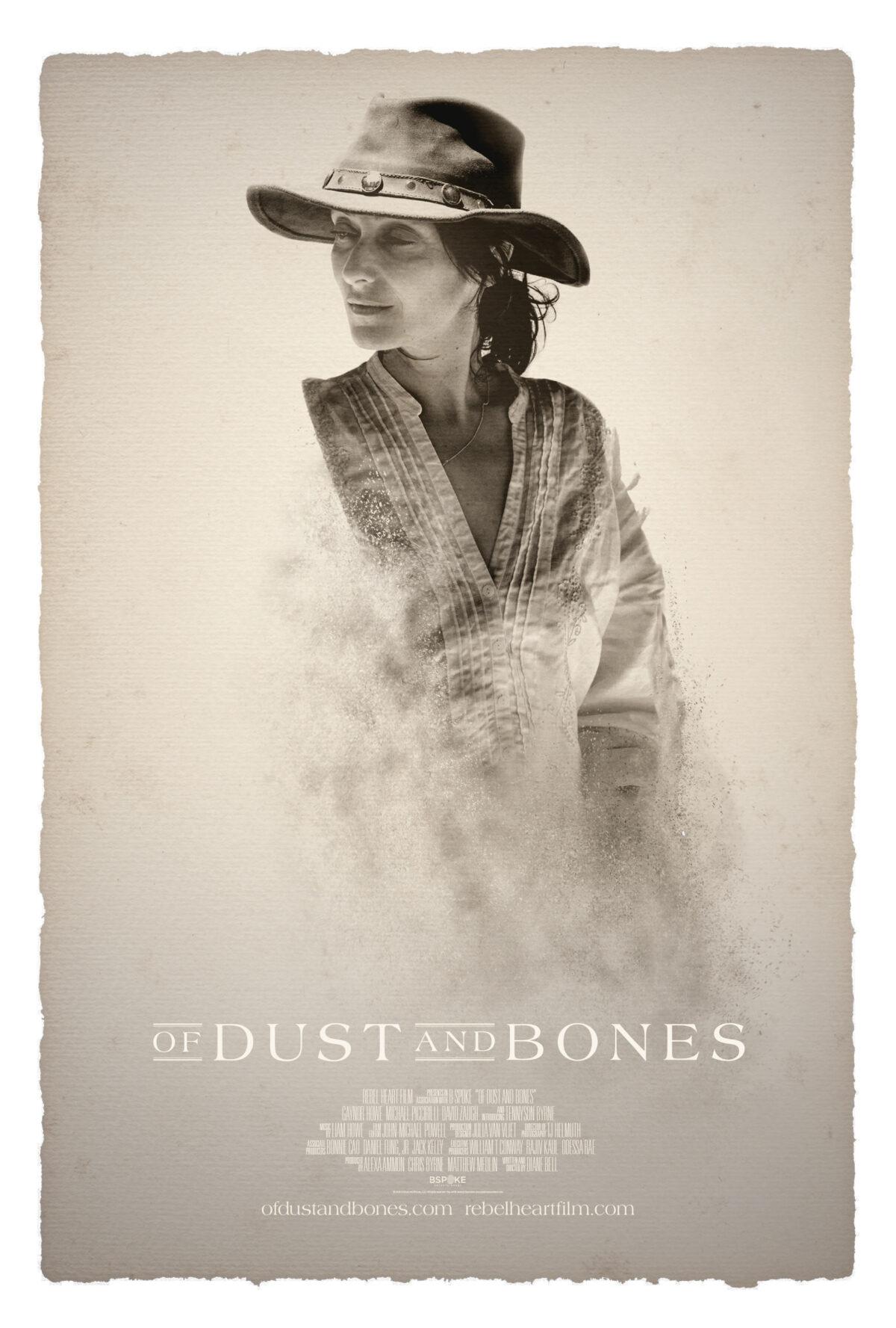 The poster for the 2016 film “Of Dust and Bones,” in which a desert recluse is visited by her dead husband's best friend and fellow Syrian war journalist. (Rebel Heart Films)