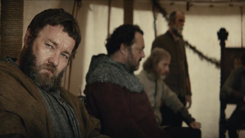 Joel Edgerton (L) as Falstaff in "The King." (Netflix)