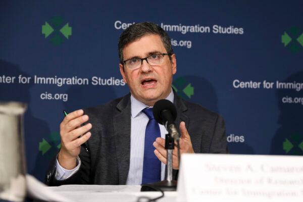 Steven Camarota, director of research for the Center for Immigration Studies, speaks at a panel discussion in Washington on Oct. 10, 2019. (Samira Bouaou/The Epoch Times)