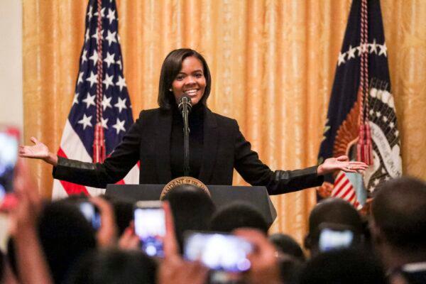 Candace Owens speaks at the Black Leadership Summit at the White House in Washington on Oct. 4, 2019. (Charlotte Cuthbertson/The Epoch Times)