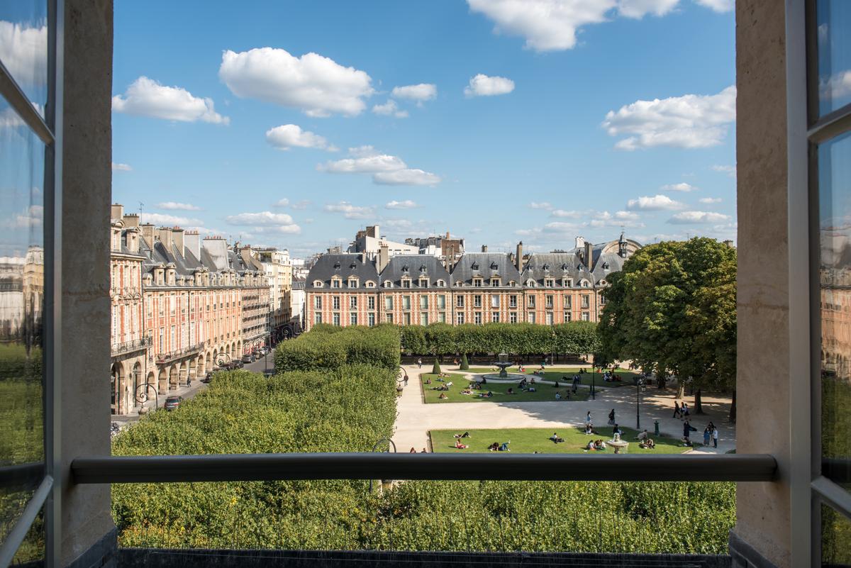 The view of Square Louis XIII from the hotel. (Courtesy of Evok)