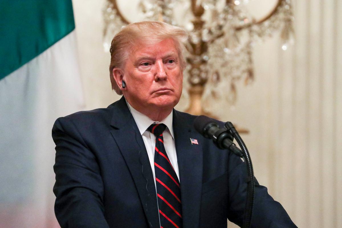 President Donald Trump at a press conference with Italy President Sergio Mattarella (not pictured) in the East Room of the White House in Washington on Oct. 16, 2019. (Charlotte Cuthbertson/The Epoch Times)