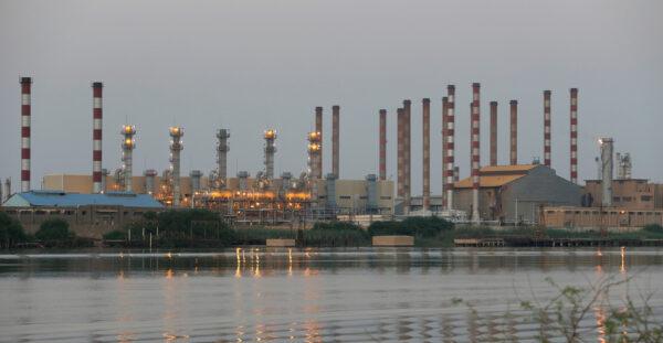 A general view of Abadan oil refinery in southwest Iran is pictured from Iraqi side of Shatt al-Arab in Al-Faw south of Basra, Iraq on Sept. 21, 2019. (Essam Al-Sudani/Reuters)