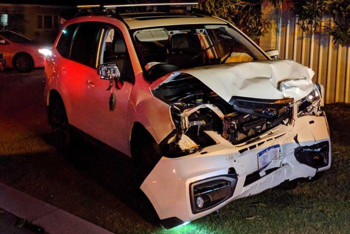 A police photo shows the allegedly stolen Subaru Forester driven by the boy (WA Police)
