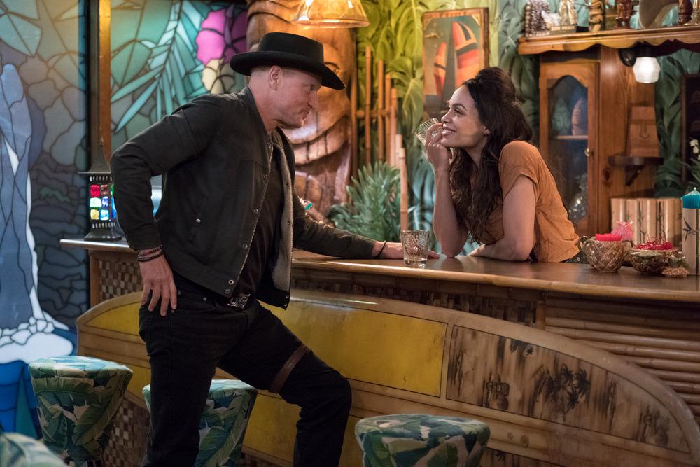 Tallahassee (Woody Harrelson) and Nevada (Rosario Dawson) in Columbia Pictures’ “Zombieland 2: Double Tap.” (Jessica Miglio/Sony Pictures Entertainment Inc.)