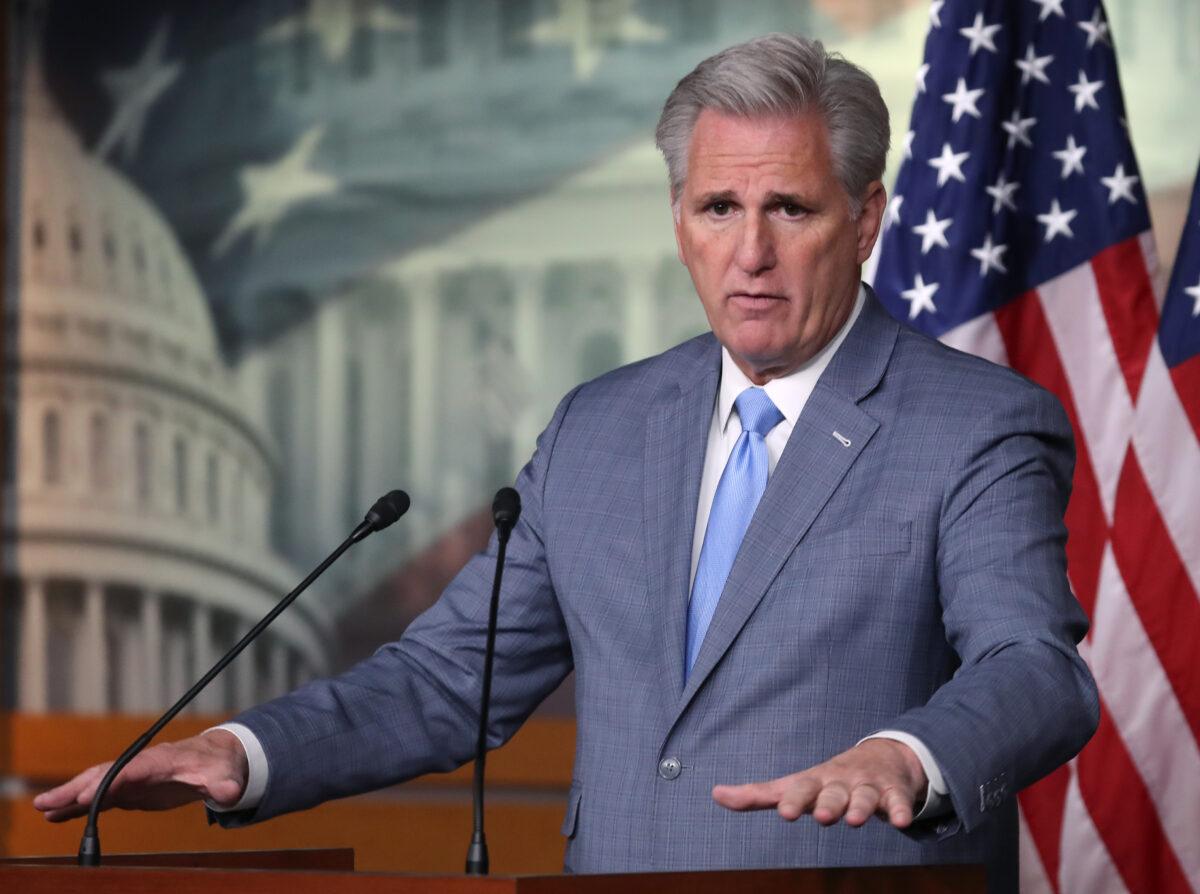 House Minority Leader Kevin McCarthy (R-Calif.) speaks at a press conference on Capitol Hill in Washington on Oct. 18, 2019. (Mark Wilson/Getty Images)
