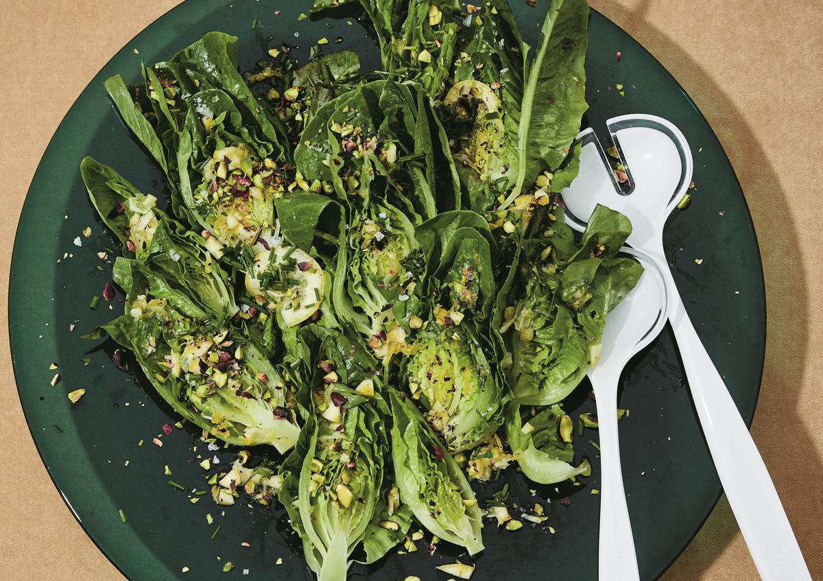 Little Gems With Garlicky Lemon and Pistachio