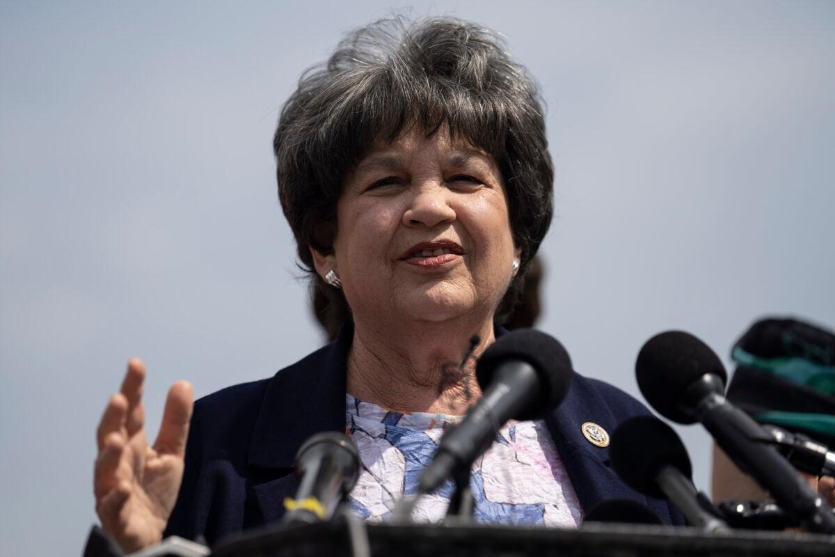 Rep. Lois Frankel (D-Fla.) speaks during a news conference on immigration to condemn the Trump Administration's "zero tolerance" immigration policy, outside the US Capitol on June 13, 2018, in Washington. (Photo by Toya Sarno Jordan/Getty Images)