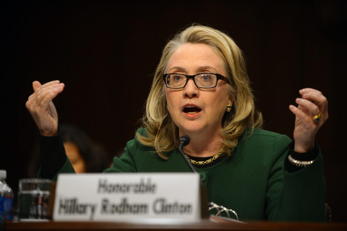 Then-Secretary of State Hillary Clinton testifies before the Senate Foreign Relations Committee on the Sept. 11, 2012 attack on the U.S. mission in Benghazi, Libya, during a hearing on Capitol Hill in Washington on Jan. 23, 2013. (Saul Loeb/AFP/Getty Images)