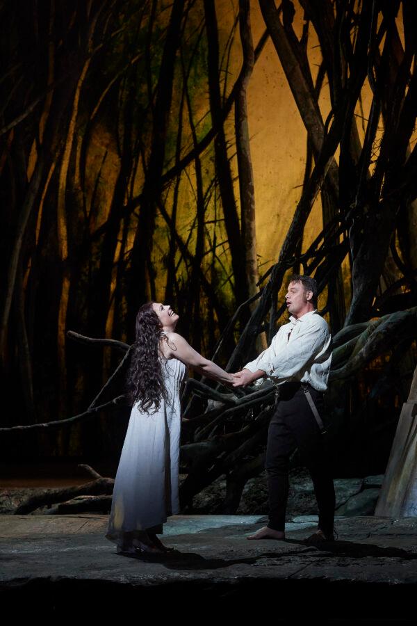Sondra Radvanovsky as Rusalka and Pavel Cernoch as the prince in the Canadian Opera Company’s 2019 production of "Rusalka." (Michael Cooper)