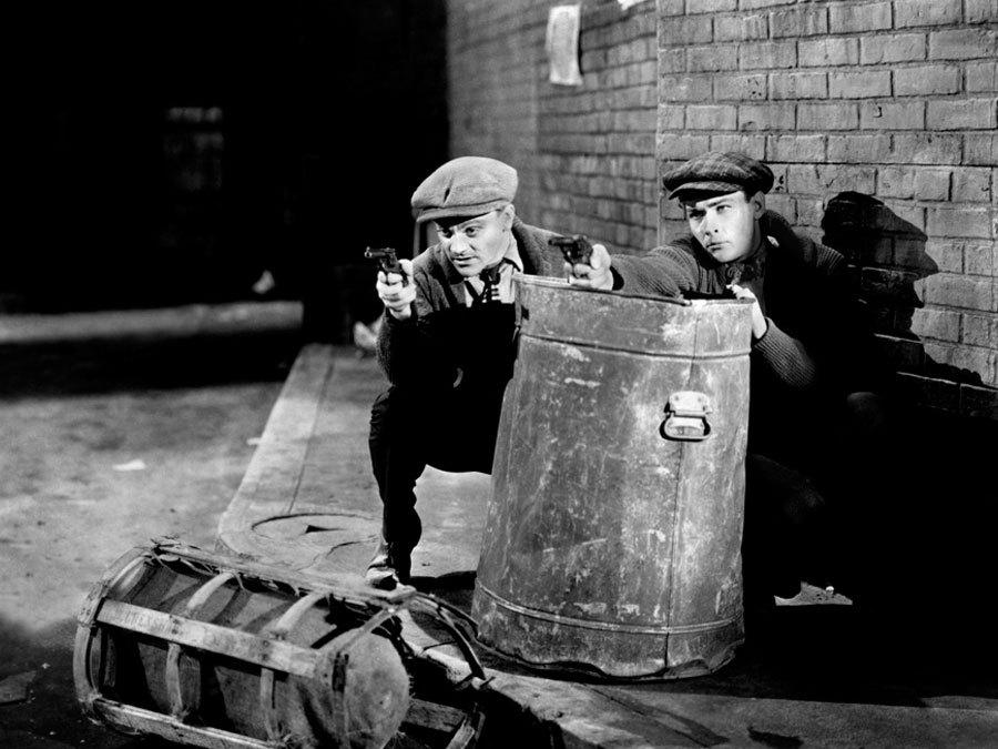 James Cagney (L) and Edward Woods in 1931’s “The Public Enemy.” (Warner Bros.)