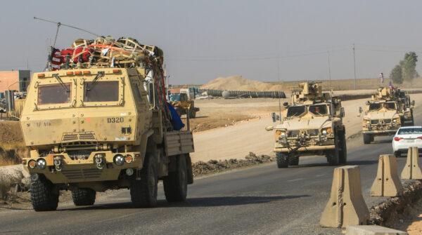 A convoy of U.S. vehicles is seen after withdrawing from northern Syria, on the outskirts of Dohuk, Iraq, on Oct 21, 2019. (Ari Jalal/Reuters)