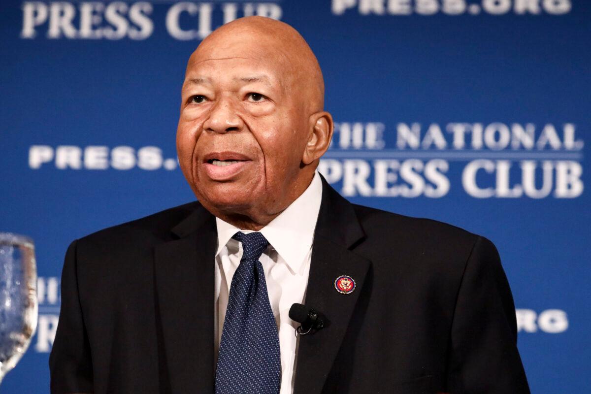 Rep. Elijah Cummings (D-Md.) speaks at the National Press Club in Washington on Aug. 7, 2019. (Samira Bouaou/The Epoch Times)