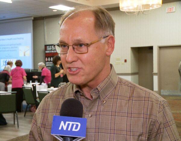 Thomas W. Jacobson, project director and co-author of “Abortion Worldwide Report,” gives an interview during the “50 Years of Abortion: A Time to Cherish Human Life Conference,” held Oct. 4 and 5, 2019, in Guelph, Ontario. (NTD Television)