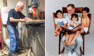 Dad Builds Triple-Seater Rocking Chair So That He Can Read to His 3 Children
