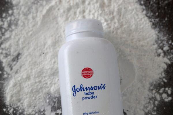 In this photo illustration, a container of Johnson's baby powder made by Johnson and Johnson sits on a table in San Anselmo, Calif. on Oct. 18, 2019. (Justin Sullivan/Getty Images)