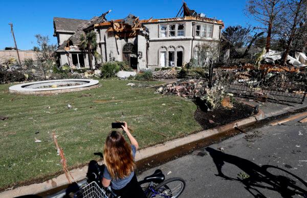 A mansion damaged by a tornado sits in the Preston Hollow section of Dallas on Oct. 21, 2019. (LM Otero/AP Photo)