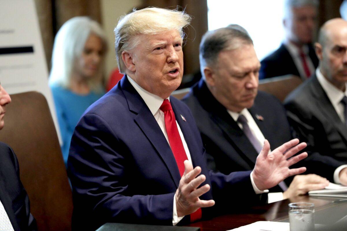 President Donald Trump speaks during a Cabinet meeting in the Cabinet Room of the White House, on Oct. 21, 2019. (Pablo Martinez Monsivais/AP Photo)