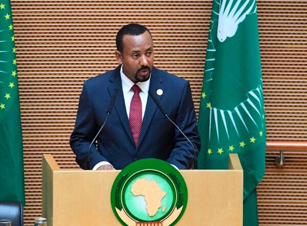 Ethiopia's Prime Minister Abiy Ahmed delivers a speech during the 11th Extraordinary Session of the Assembly of the African Union in Addis Ababa, Ethiopia, on Nov. 17, 2018. (Monirul Bhuiyan/AFP/Getty Images)