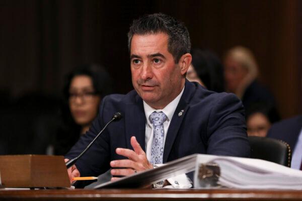 Timothy Robbins, acting executive associate director for ICE Enforcement Removal Operations, during a Senate Judiciary hearing about sanctuary jurisdictions, on Capitol Hill in Washington on Oct. 22, 2019. (Charlotte Cuthbertson/The Epoch Times)