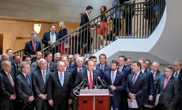 Rep. Lee Zeldin (R-NY) speaks during a press conference alongside House Republicans on Capitol Hill on Oct. 23, 2019. (Alex Wroblewski/Getty Images)