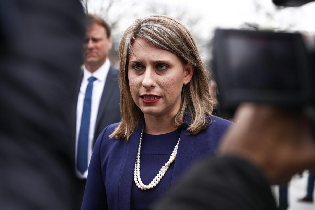 Rep. Katie Hill (D-Calif.) speaks to the media in Washington on Jan. 3, 2019. (Samira Bouaou/The Epoch Times)