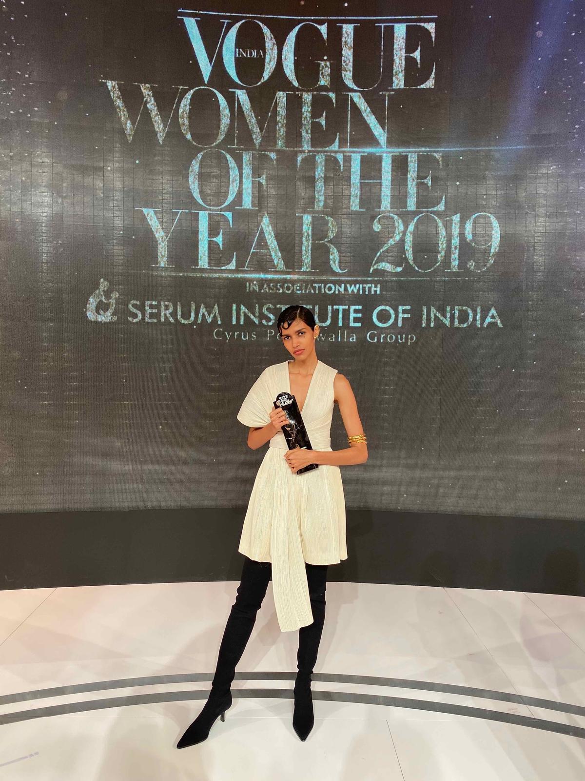 Supermodel Pooja Mor at the Vogue Women of The Year 2019 in Mumbai on Oct. 19, 2019. (Courtesy of Pooja Mor)