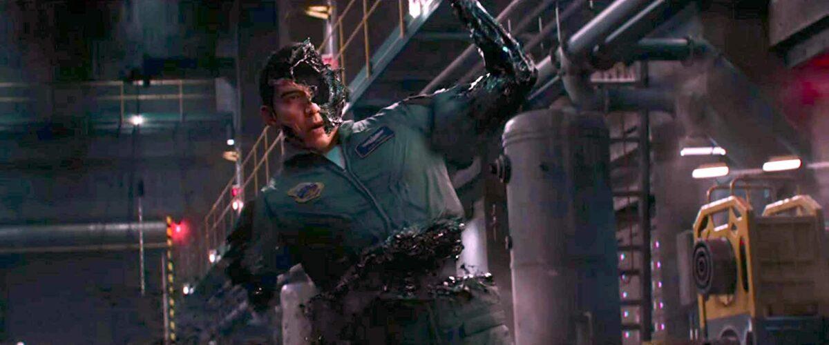 Gabriel Luna as the Rev 9 model terminator in “Terminator: Dark Fate.” (Skydance Productions/Paramount Pictures)
