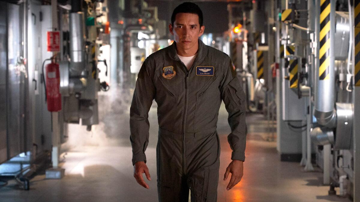 Gabriel Luna stars as the lackluster black-goo terminator, here doing some chasing, in “Terminator: Dark Fate.” (Kerry Brown/Skydance Productions/Paramount Pictures)