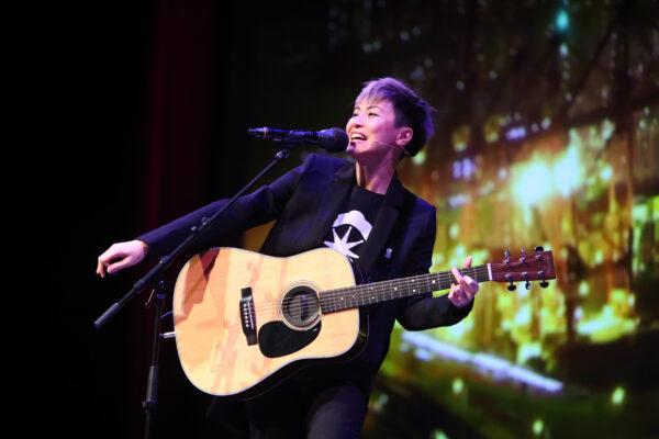 Hong Kong-based singer Denise Ho performs on stage during the Oslo Freedom Forum in Oslo on May 27, 2019. (Ryan Kelly/AFP/Getty Images)