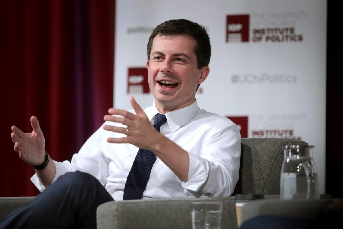 Democratic presidential candidate South Bend, Indiana Mayor Pete Buttigieg in a file photograph. He has also proposed seizing patents from drug companies. (Photo by Scott Olson/Getty Images)