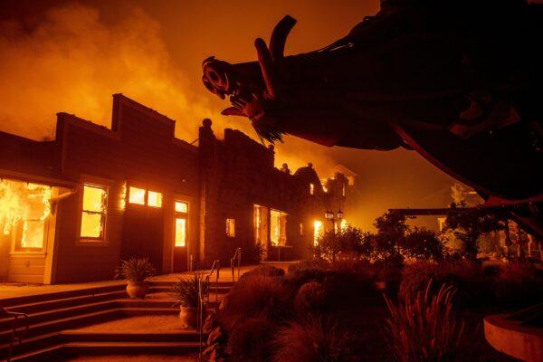 Flames from the Kincade Fire consume Soda Rock Winery in Healdsburg, Calif., on Oct 27, 2019. (Noah Berger/AP Photo)