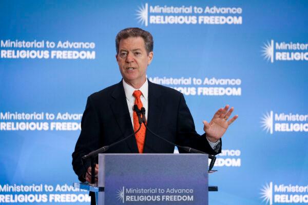 Sam Brownback, U.S. Ambassador-at-Large for International Religious Freedom, at the Ministerial to Advance Religious Freedom at the State Department in Washington on July 16, 2019. (Samira Bouaou/The Epoch Times)