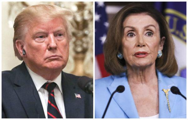 President Donald Trump (L) and Speaker of the House Nancy Pelosi (D-Calif.) in file photographs. (Charlotte Cuthbertson/The Epoch Times)