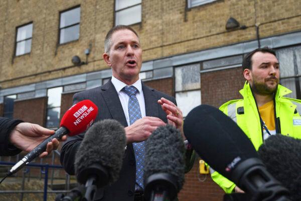 Detective Chief Inspector Martin Pasmore speaks to the media during a press conference at Grays Police Station in Essex on Oct. 26, 2019. (Victoria Jones/PA via AP)
