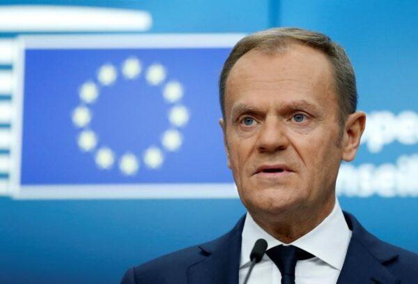 European Council President Donald Tusk addresses a news conference during a European Union leaders summit in Brussels on Dec. 15, 2017. (Francois Lenoir/Reuters)