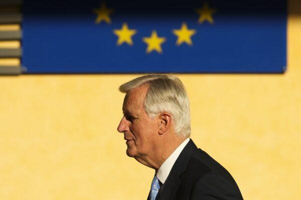 European Union chief Brexit negotiator Michel Barnier heads to a meeting about Brexit at the EU headquarters in Brussels on Oct. 28, 2019. (Francisco Seco/AP Photo)