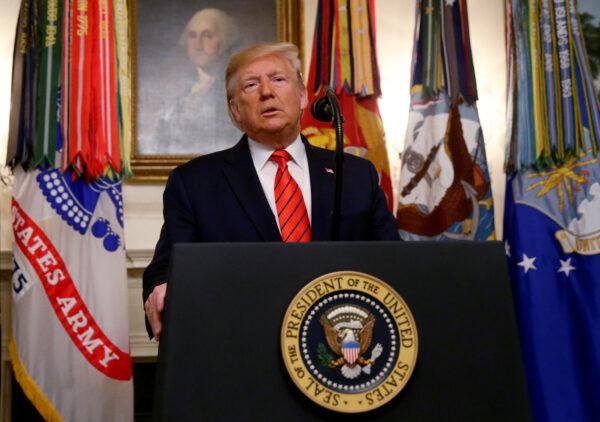 U.S. President Donald Trump makes a statement at the White House following reports that U.S. forces attacked Islamic State leader Abu Bakr al-Baghdadi in northern Syria, in Washington, D.C., on Oct. 27, 2019. (Jim Bourg/Reuters)