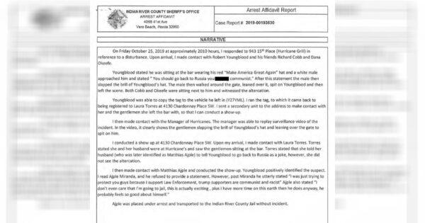 The arrest affidavit report detailing the narrative of the incident in Vero Beach, Fla. on Oct. 25, 2019. (Photo: Indian River County Sheriff's Office)