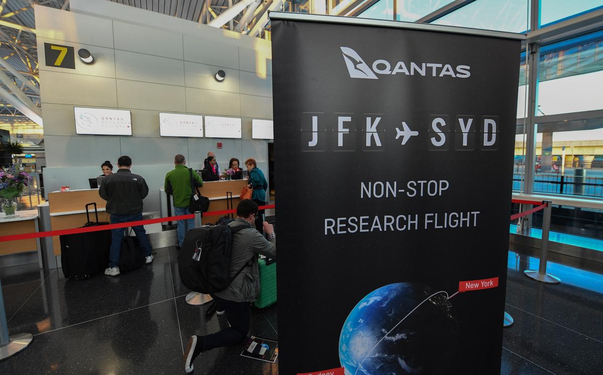 The flight was a test trip, with sleep, diet, and exercise being monitored among some passengers. (James D Morgan/Qantas)