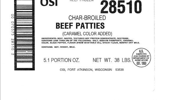 The label of the recalled product in question. (US Department of Agriculture)