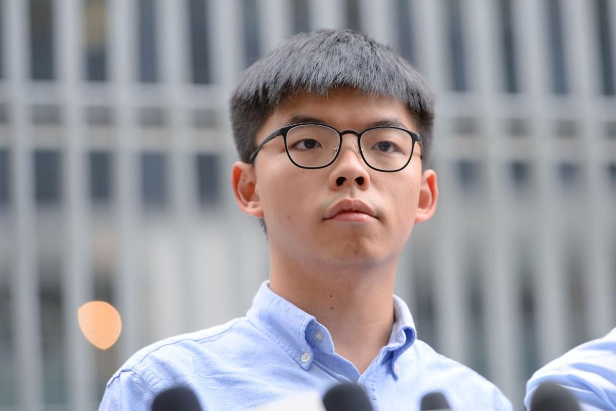 Pro-democracy activist Joshua Wong speaks to the media outside the Legislative Council (LegCo) in Hong Kong on Oct. 29, 2019. (Sung Pi Lung/The Epoch Times)