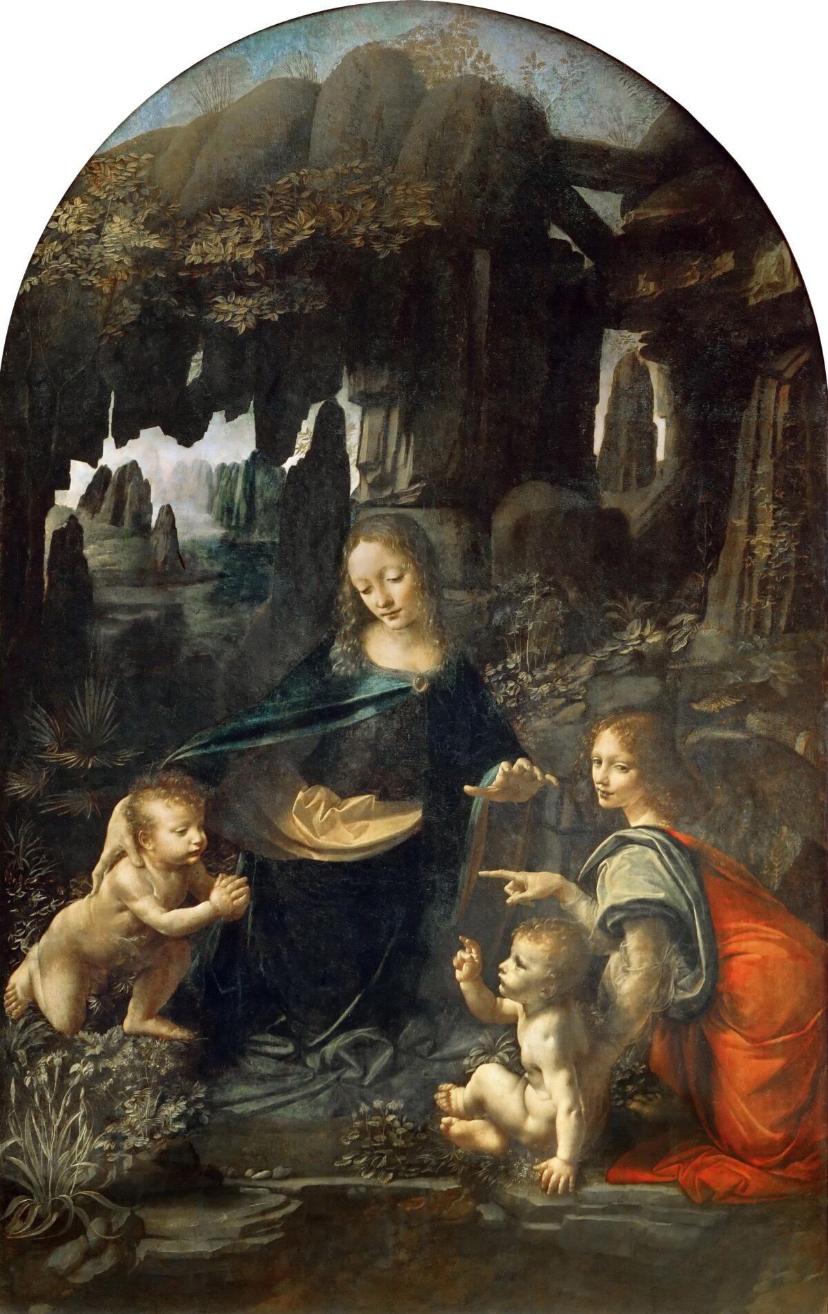 “Virgin of the Rocks” circa 1483–1494 (Paris version), by Leonardo da Vinci. Wood transposed on canvas. The Louvre Museum, Paris. (Public Domain)