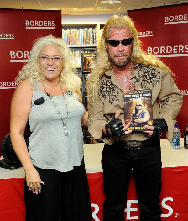Media personality Duane Chapman (R), known in the media as "Dog the Bounty Hunter" is joined by his wife Beth Chapman as he promotes his book "When Mercy Is Shown, Mercy Is Given" at Borders Wall Street in New York City on March 19, 2010. (Jemal Countess/Getty Images)