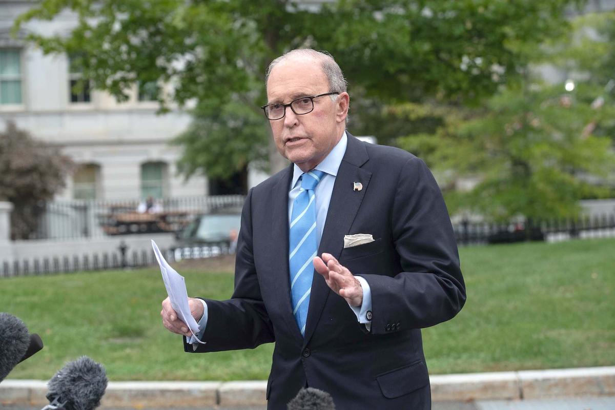 Larry Kudlow, Director of the National Economic Council, speaks to the press at the White House in Washington on Oct. 5, 2018. (Nicholas Kamm/AFP via Getty Images)