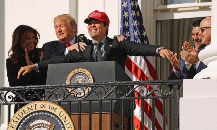 Trump Appears Surprised When Nationals Catcher Kurt Suzuki Wears ‘MAGA’ Hat During Celebration