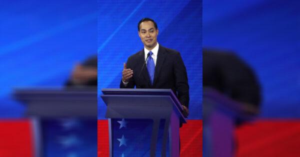 Democratic presidential candidate Julian Castro speaks during the Democratic presidential debate in Houston, Texas, on Sept. 12, 2019. (Photo by Win McNamee/Getty Images)