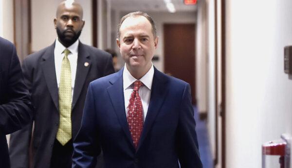 House Intelligence Chairman Adam Schiff (D-Calif.) walks on Capitol Hill in Washington after witnesses failed to show up for closed-door testimony during the impeachment inquiry into President Donald Trump in Washington on Nov. 5, 2019. (Olivier Douliery/AFP via Getty Images)
