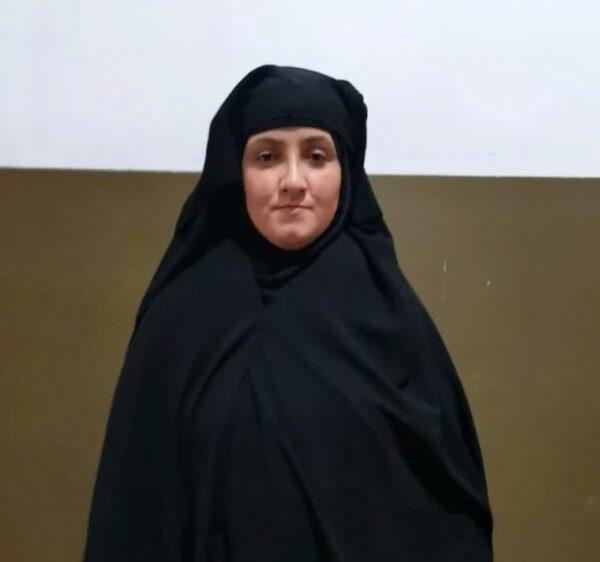 A woman, believed to be the daughter-in-law of Rasmiya Awad, sister of slain ISIS leader Abu Bakr al-Baghdadi, who was captured on Monday in the northern Syrian town of Azaz by Turkish security officials, is seen in an unknown location in an undated picture provided by Turkish security officials. (Turkish Security Officials/Handout via Reuters)